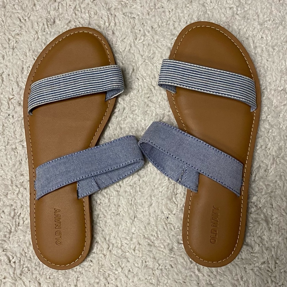 Light Blue Slide On Sandals